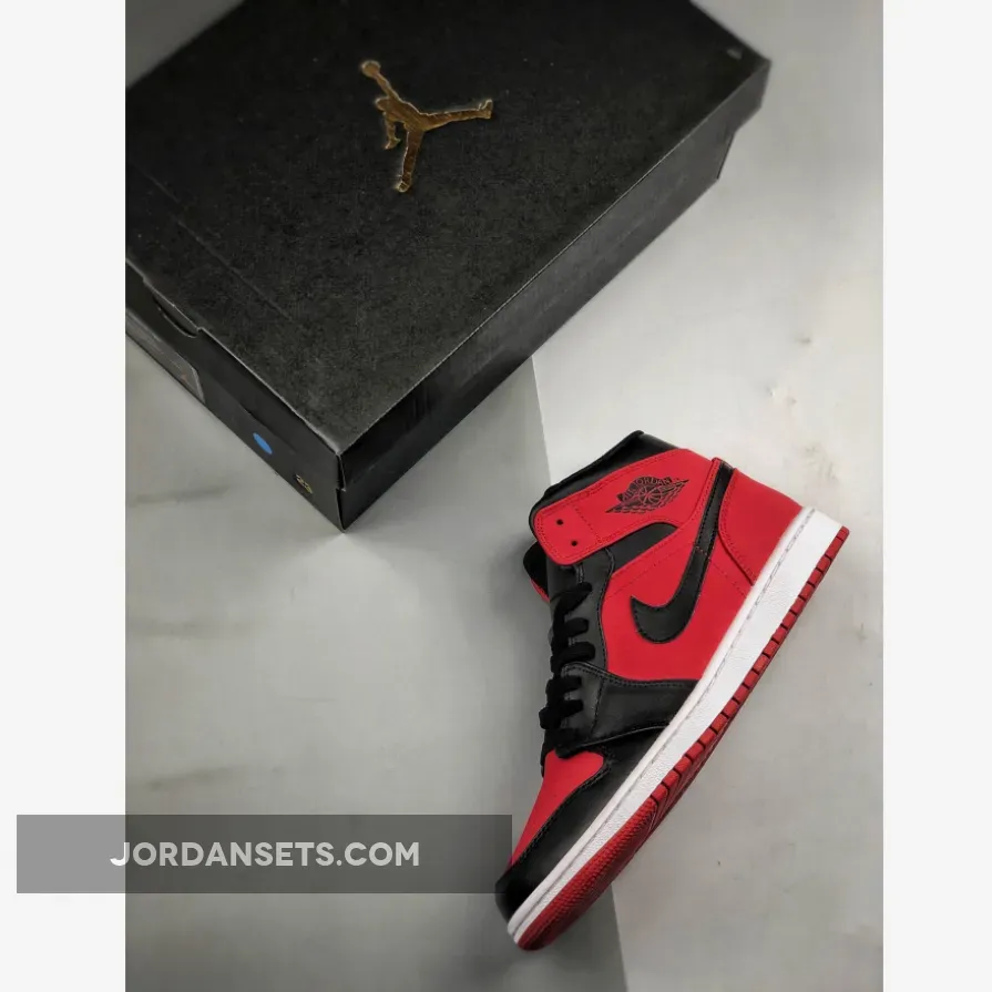 Air Jordan 1 Mid ‘Bred’ Gym Red/Black-White Air Jordan 1 Mid ‘Bred’ Gym Red/Black-White