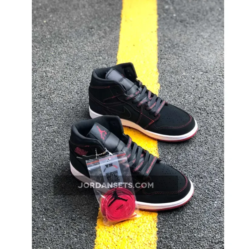 Air Jordan 1 Mid "Fearless" Black/Gym Red-White Air Jordan 1 Mid "Fearless" Black/Gym Red-White