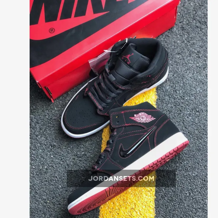 Air Jordan 1 Mid "Fearless" Black/Gym Red-White Air Jordan 1 Mid "Fearless" Black/Gym Red-White