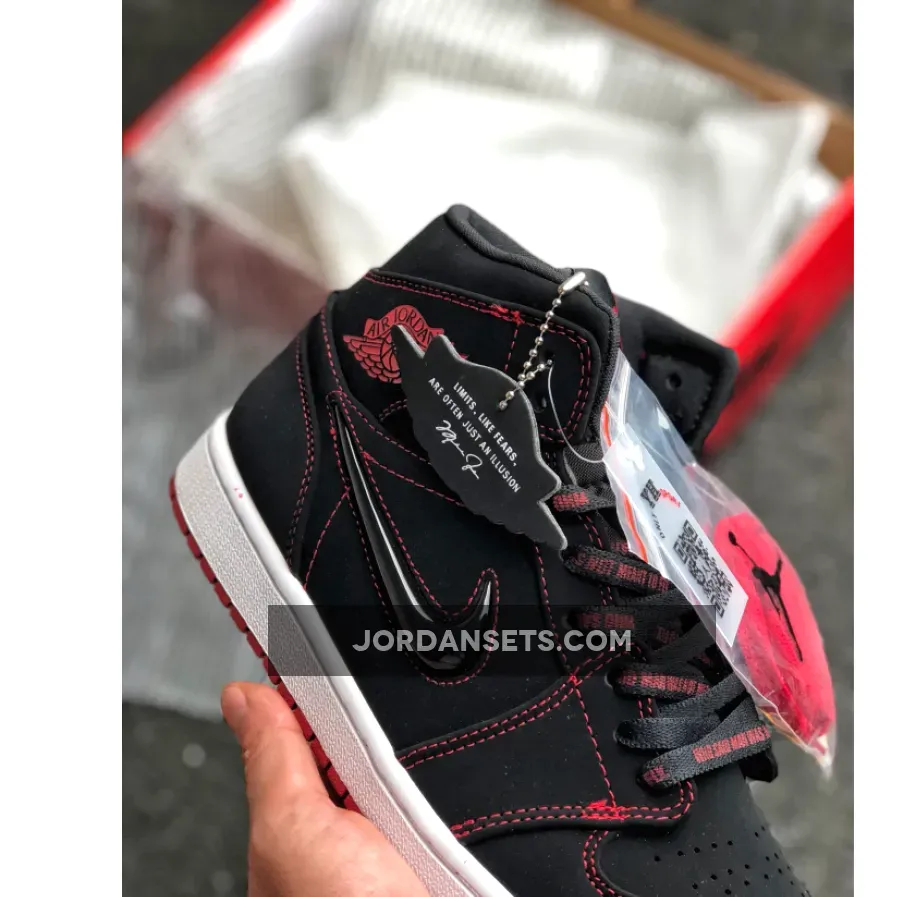 Air Jordan 1 Mid "Fearless" Black/Gym Red-White Air Jordan 1 Mid "Fearless" Black/Gym Red-White