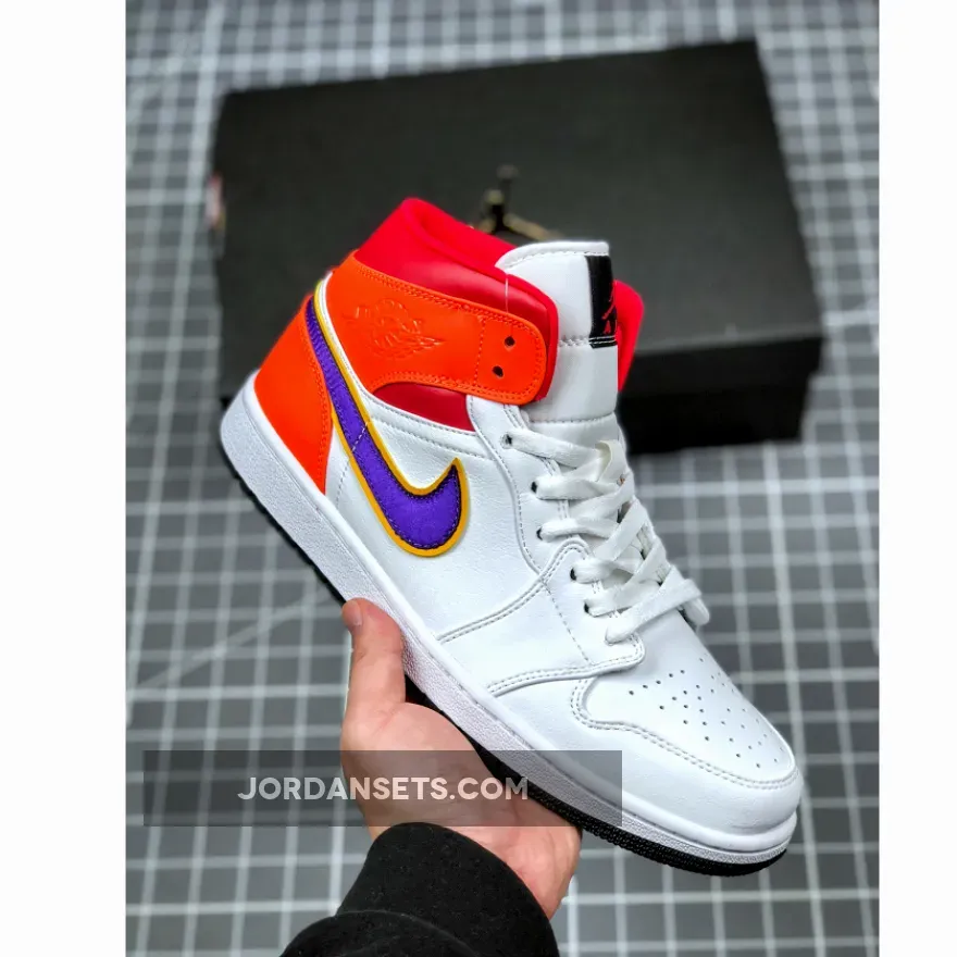 Air Jordan 1 Mid GS White/Court Purple-Spirit Teal