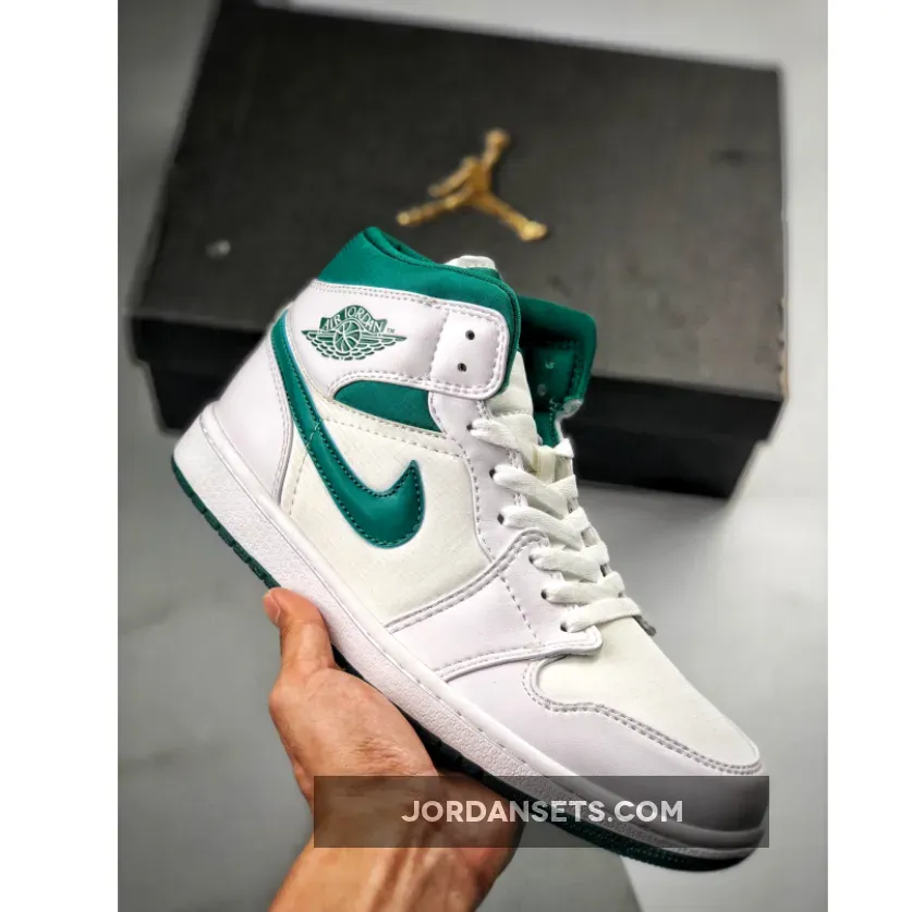 Air Jordan 1 Mid 'Mystic Green' AJ1 WHITE