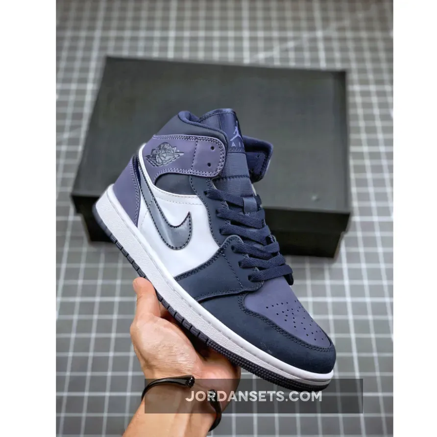 Air Jordan 1 Mid Obsidian/Sanded Purple-White