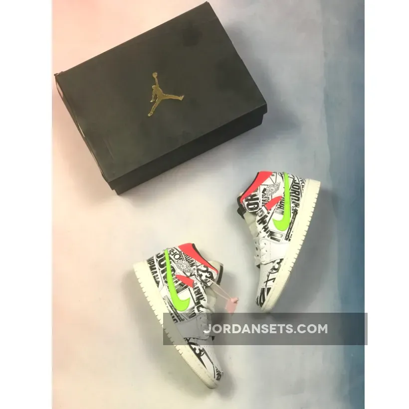 Air Jordan 1 Mid Print White Black Green Red