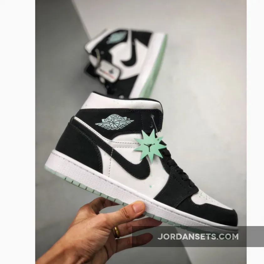 Air Jordan 1 Mid SE "Panda" White/Black-Teal Tint Air Jordan 1 Mid SE "Panda" White/Black-Teal Tint