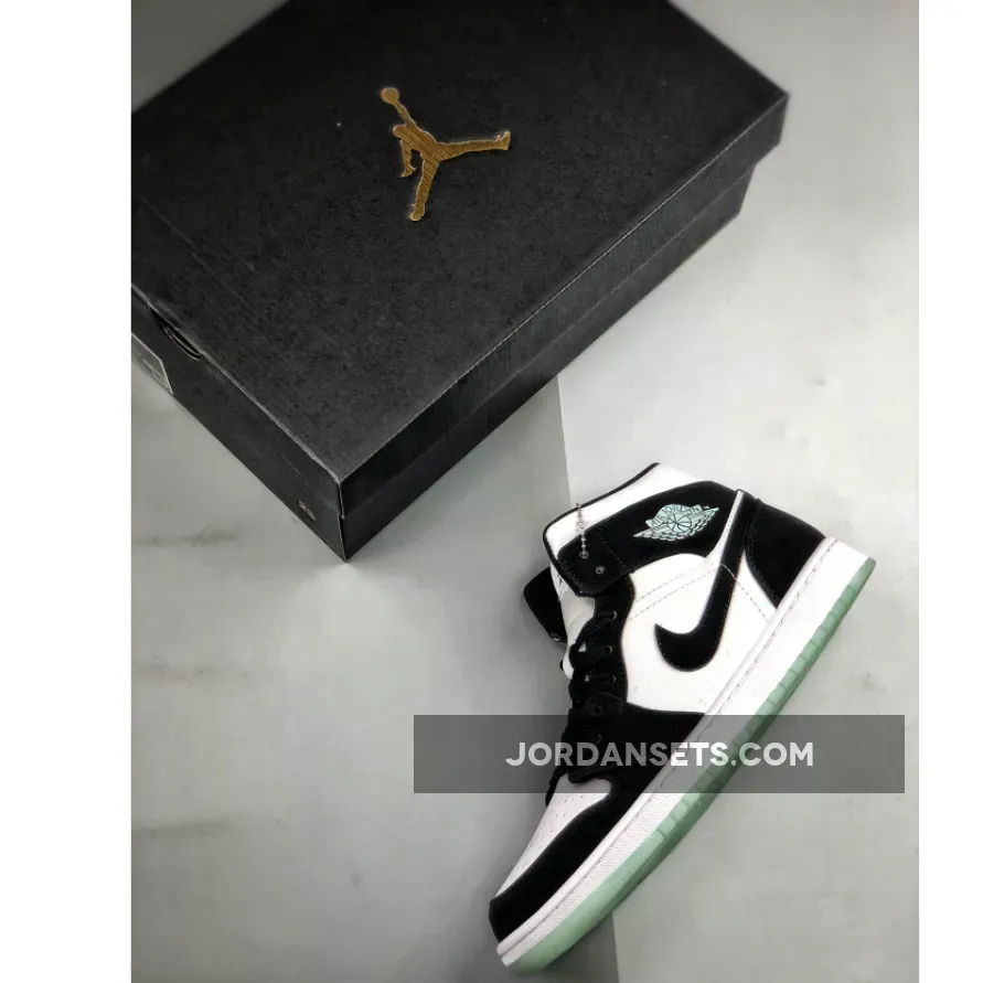 Air Jordan 1 Mid SE "Panda" White/Black-Teal Tint Air Jordan 1 Mid SE "Panda" White/Black-Teal Tint