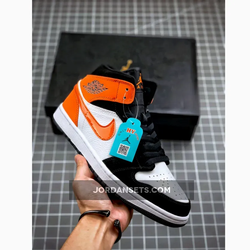 Air Jordan 1 Mid Shattered Backboard Black/Starfish-White AJ1
