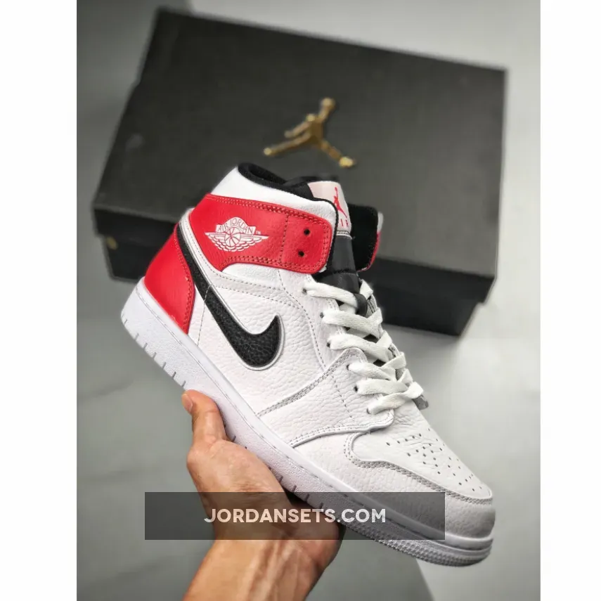 Air Jordan 1 Mid White Red Black