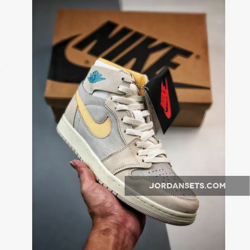 Air Jordan 1 Zoom CMFT Light Tan Yellow Blue