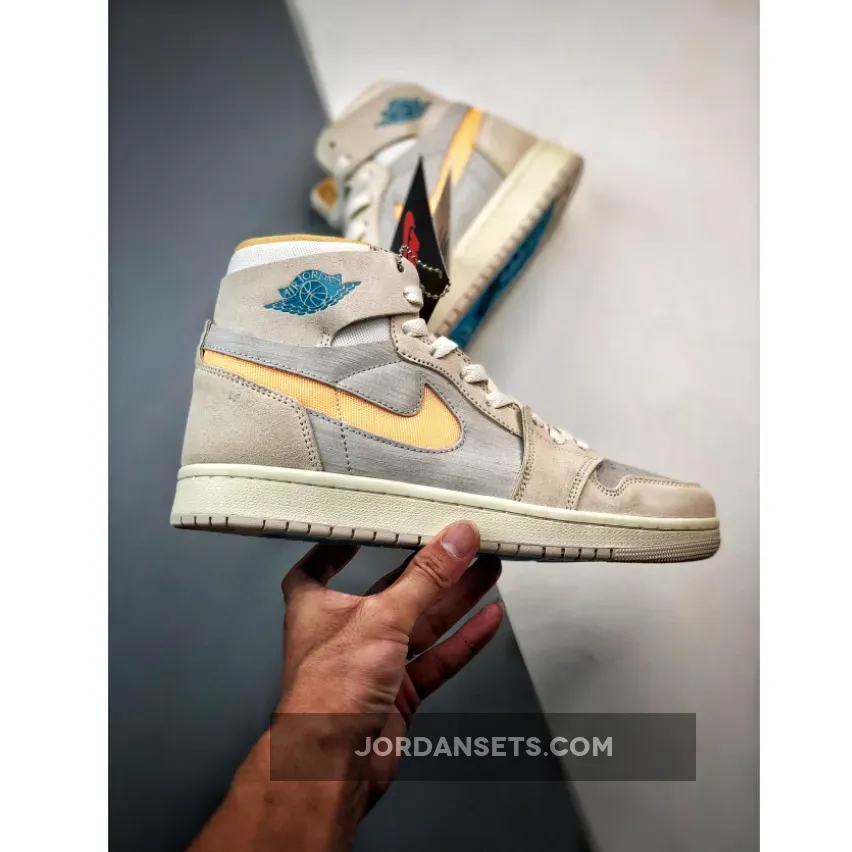 Air Jordan 1 Zoom CMFT Light Tan Yellow Blue Air Jordan 1 Zoom CMFT Light Tan Yellow Blue