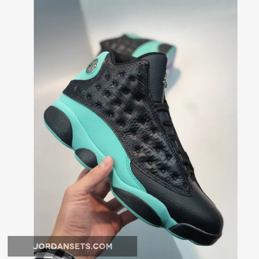 Air Jordan 13 Retro 'Island Green' AJ13 Black Metallic Silver