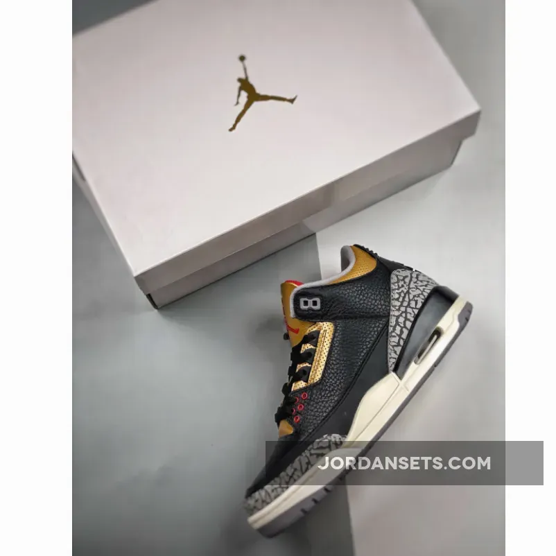 Air Jordan 3 "Black Gold" Black/Fire Red-Metallic Gold-Cement Grey Air Jordan 3 "Black Gold" Black/Fire Red-Metallic Gold-Cement Grey