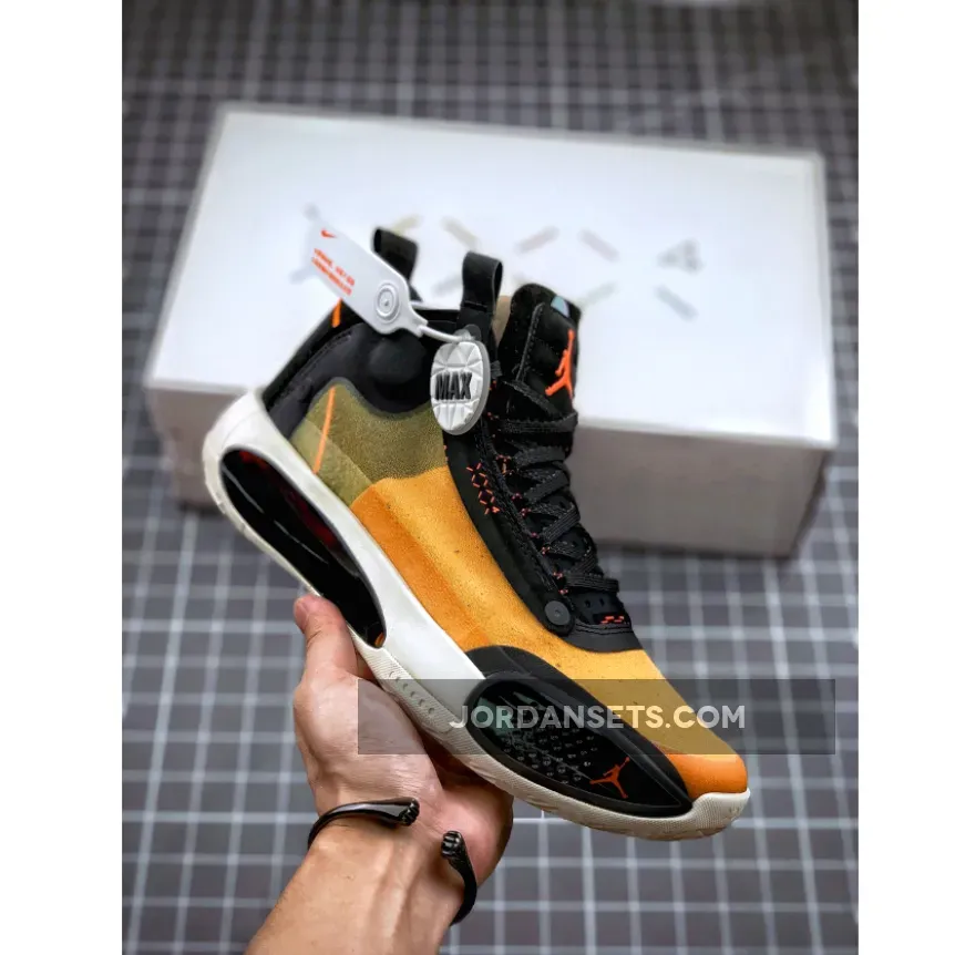 Air Jordan 34 Amber Rise/Black-Sail-Metallic Silver