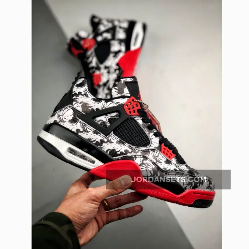 Air Jordan 4 Print "Tattoo" Black/Fire Red-Black-White