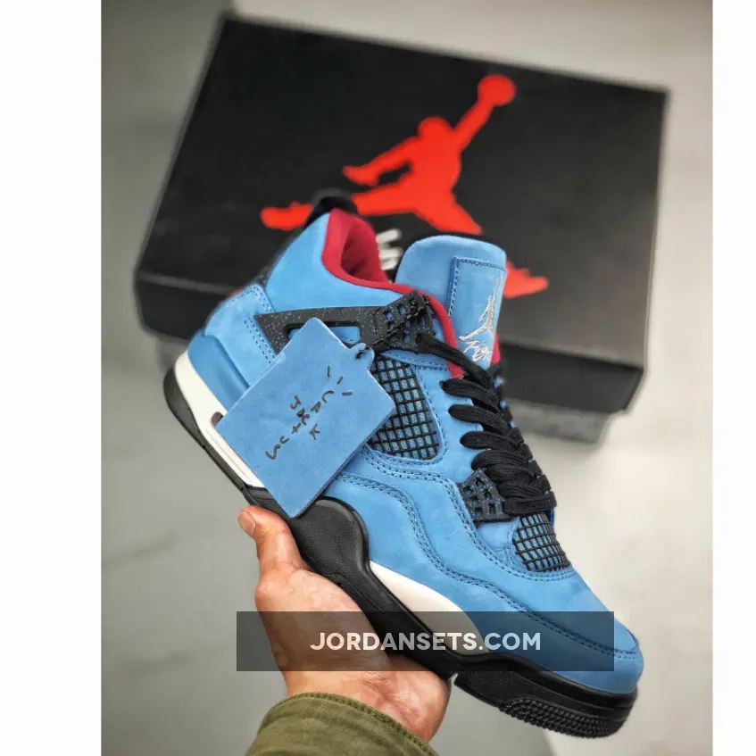 Air Jordan 4 Retro 'Travis Scott – Cactus Jack' AJ4 University Blue/Varsity Red/Black