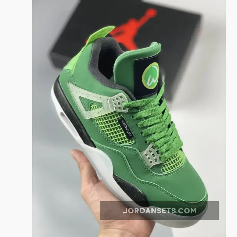 Air Jordan 4 Retro Wahlburgers PE Green White