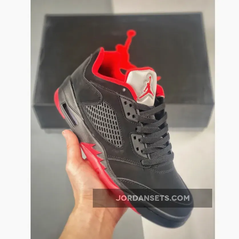 Air Jordan 5 Low "Alternate 90" Black/Gym Red-Metallic Hematite
