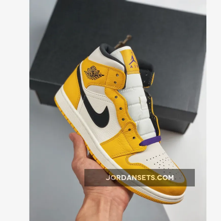 Air Jordan Retro 1 Mid "Lakers" Yellow Purple