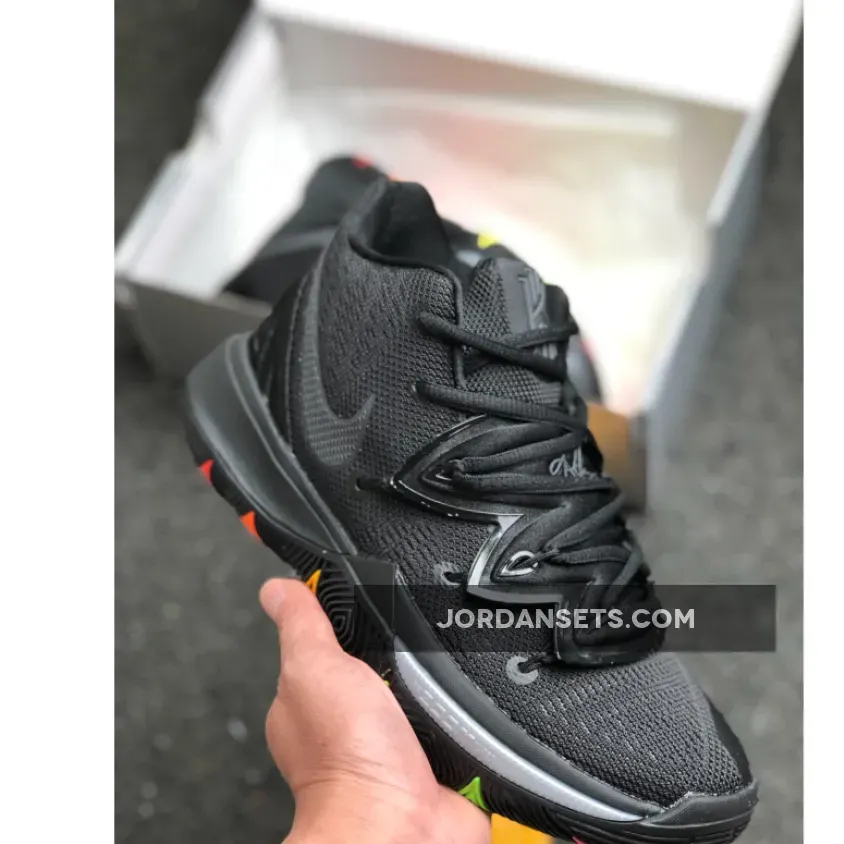 Black Nike Kyrie 5 With Rainbow Soles