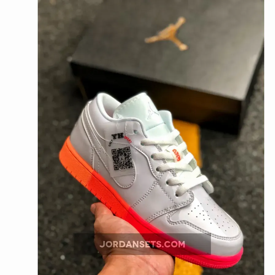 Jordan 1 Low GS White Crimson Mango For Womens