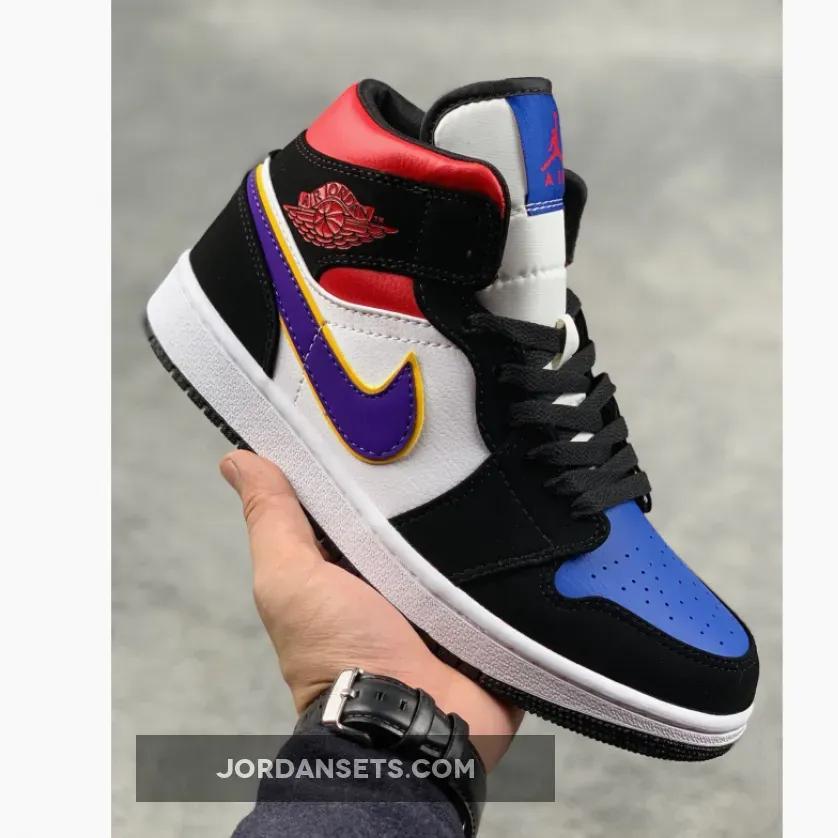 Jordan 1 Mid Purple White Red