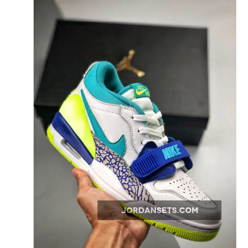 Jordan Legacy 312 Low White/Ultramarine/Neon Yellow/Aquamarine