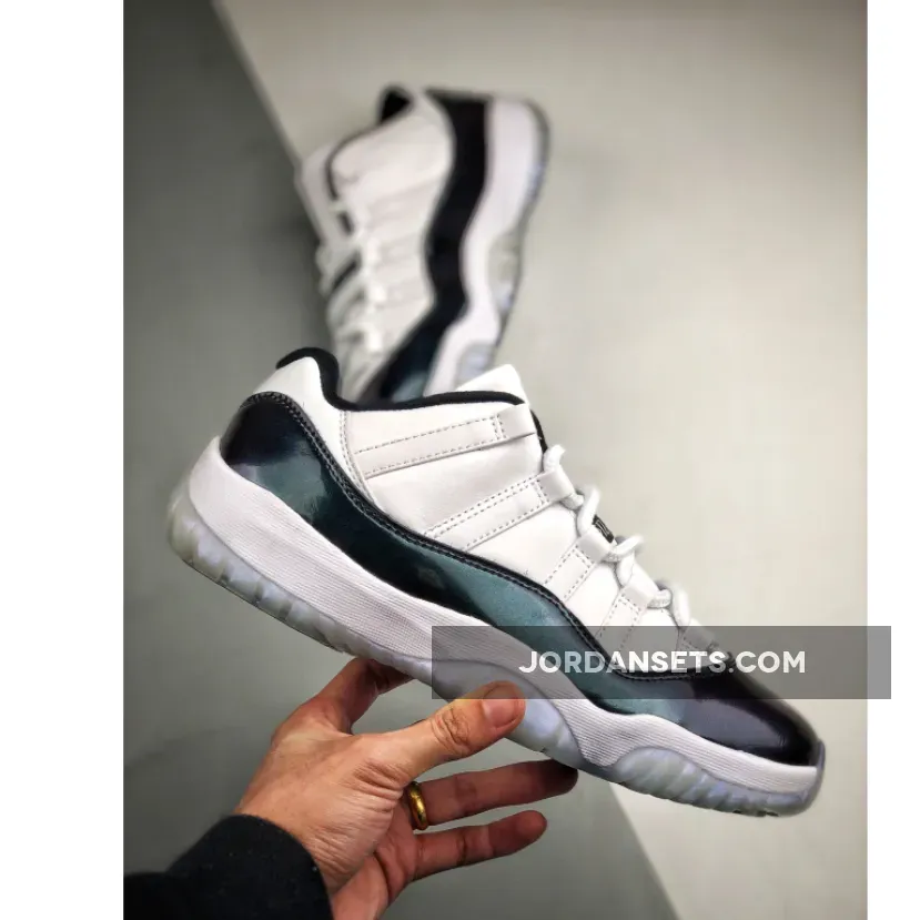 Men's Air Jordan 11 Retro Low "Easter" White/Emerald Rise-Black Men's Air Jordan 11 Retro Low "Easter" White/Emerald Rise-Black