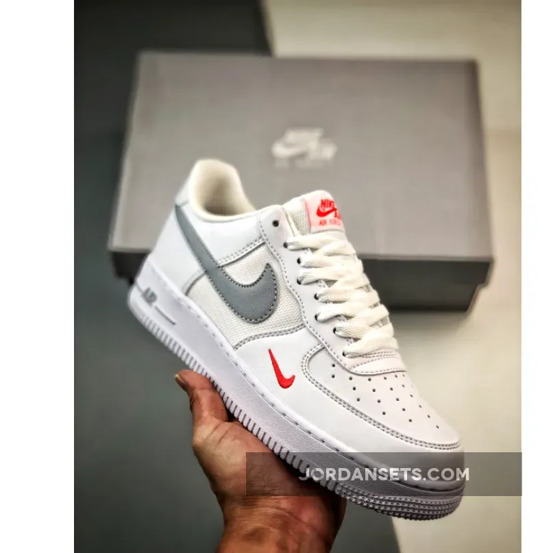Nike Air Force 1 Low GS White Grey Crimson