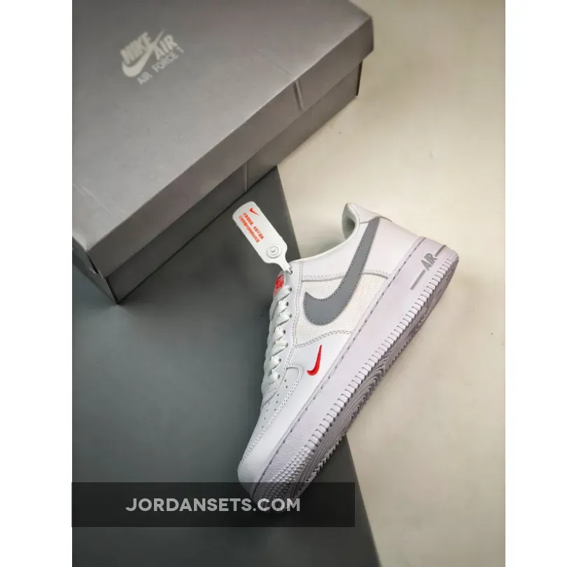Nike Air Force 1 Low GS White Grey Crimson Nike Air Force 1 Low GS White Grey Crimson