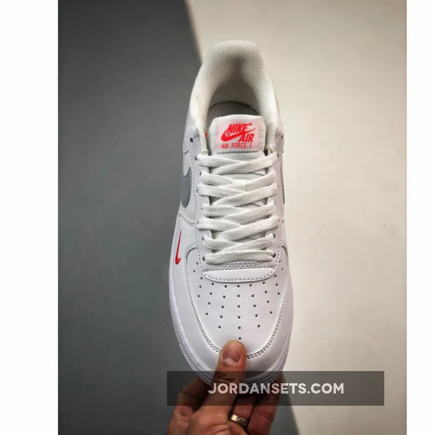 Nike Air Force 1 Low GS White Grey Crimson Nike Air Force 1 Low GS White Grey Crimson