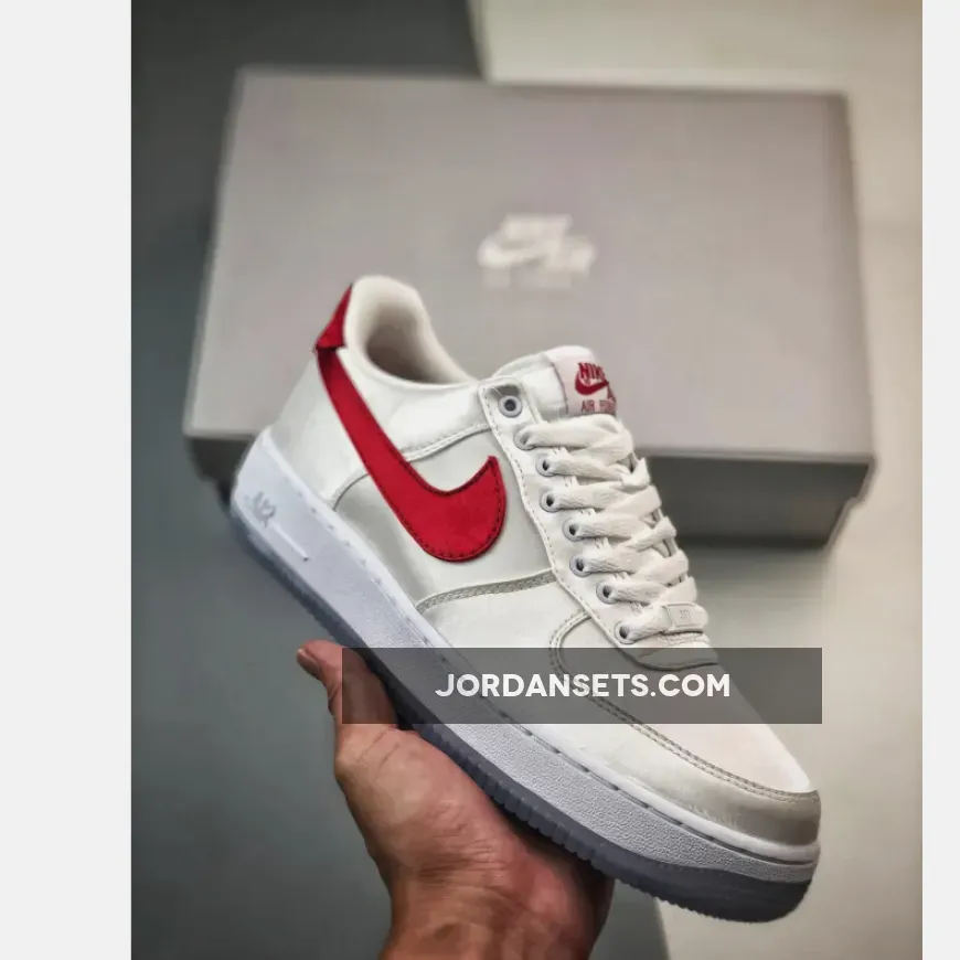 Nike Air Force 1 Low Satin "White/Red"