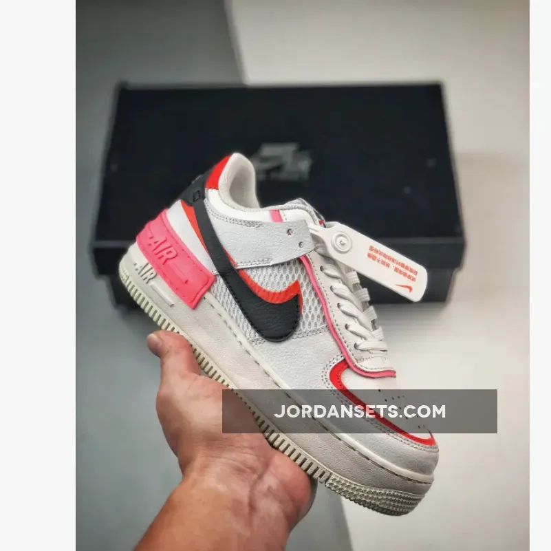 Nike Air Force 1 Shadow White Chile Red Sunset Pulse