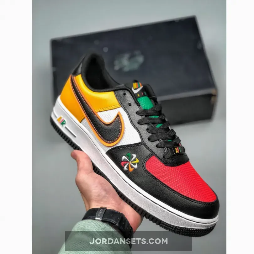 Nike Air Force 1 "Sunburst" Black White Yellow Red