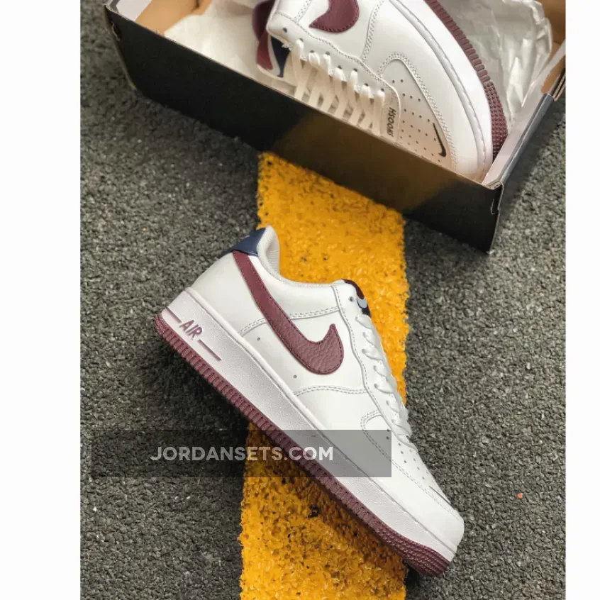 Nike Air Force 1 White Burgundy WMNS