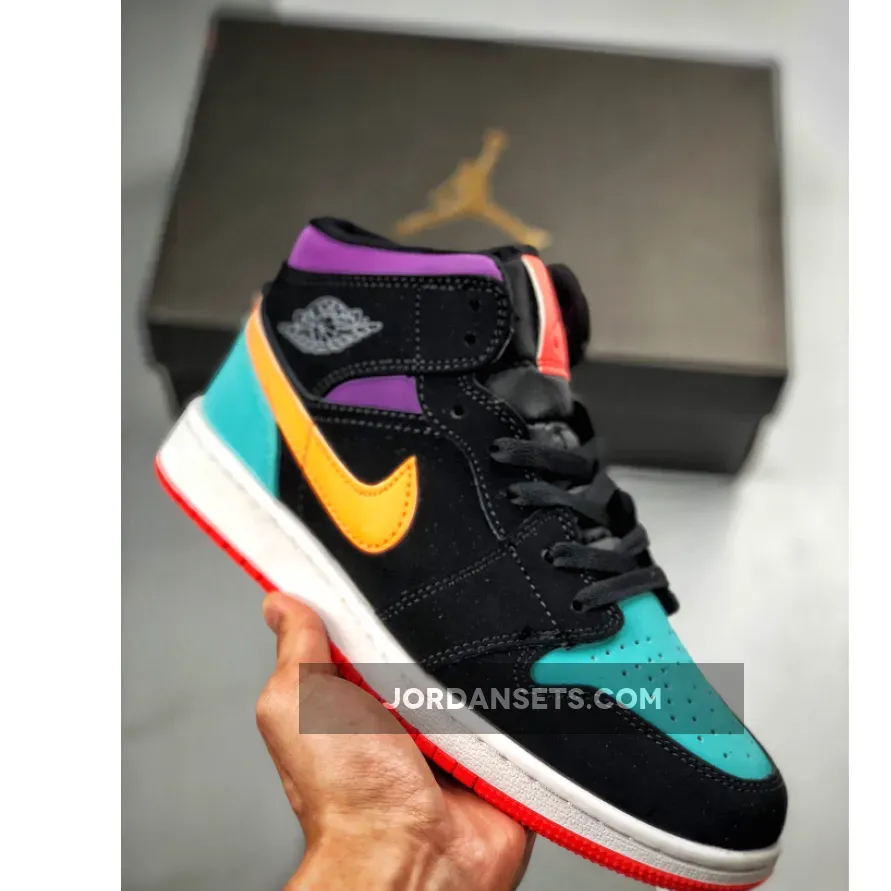 Nike Air Jordan 1 Mid Black Multi-Color Reflective