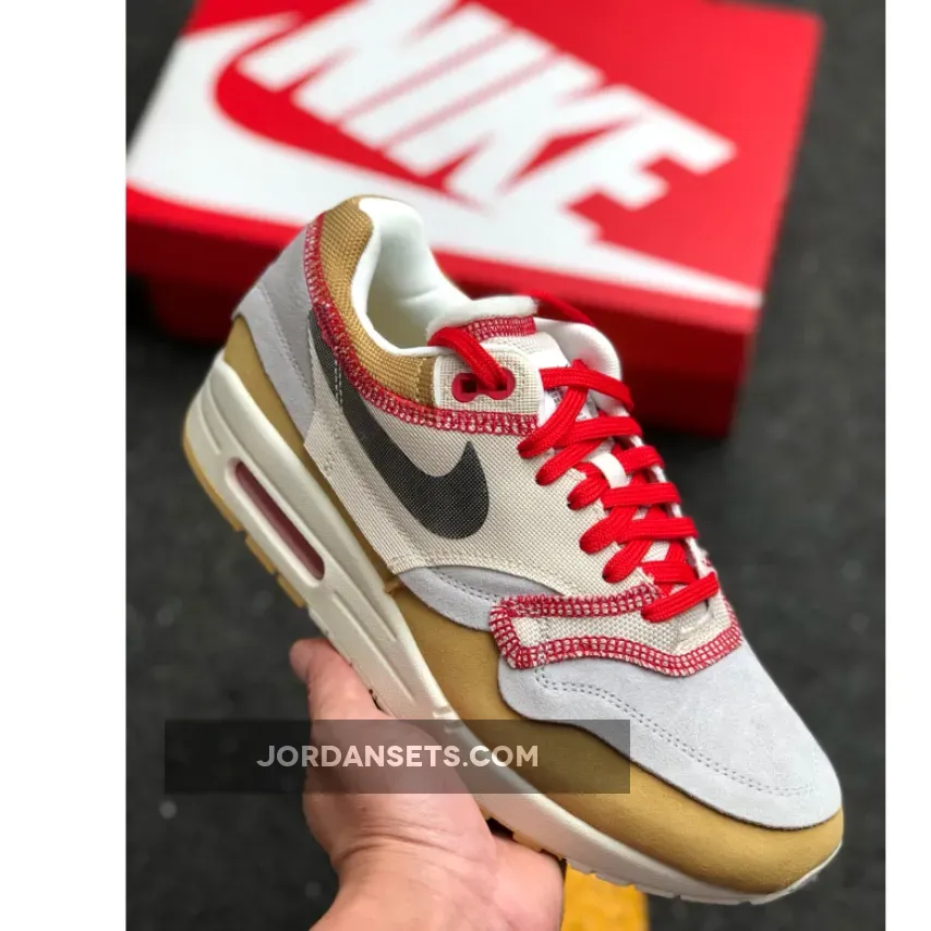 Nike Air Max 1 ‘Inside Out’ Club Gold/Black-White-Desert Sand-Sail-Red