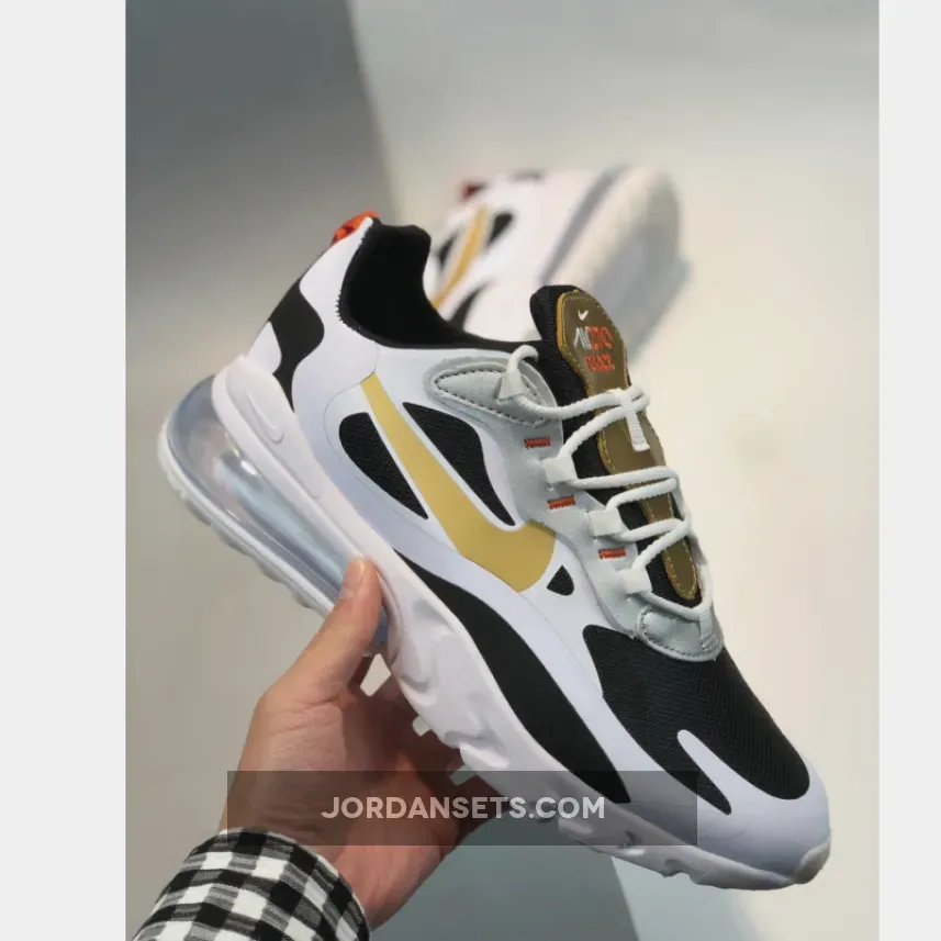 Nike Air Max 270 React Black/White-Metallic Gold