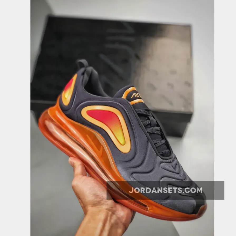 Nike Air Max 720 Black/Fuel Orange-Yellow Pulse