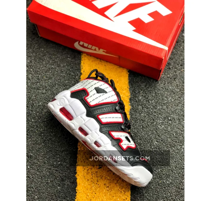 Nike Air More Uptempo "Pinstripe" Black/White-University Red
