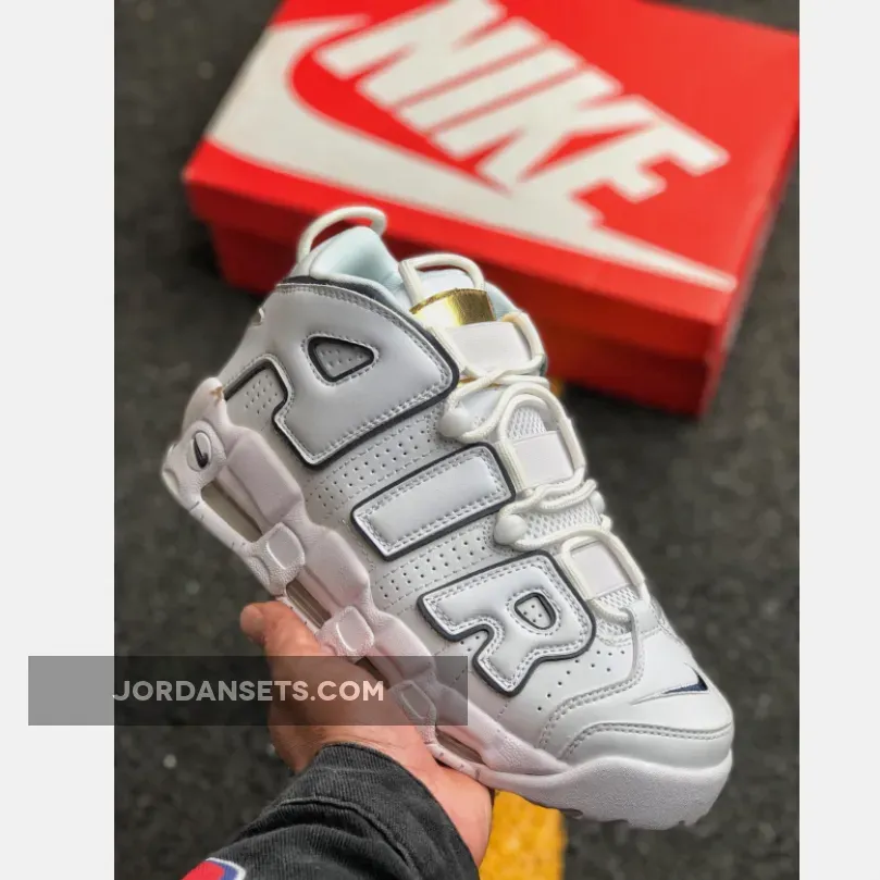 Nike Air More Uptempo Red White/Midnight Navy-Metallic Gold