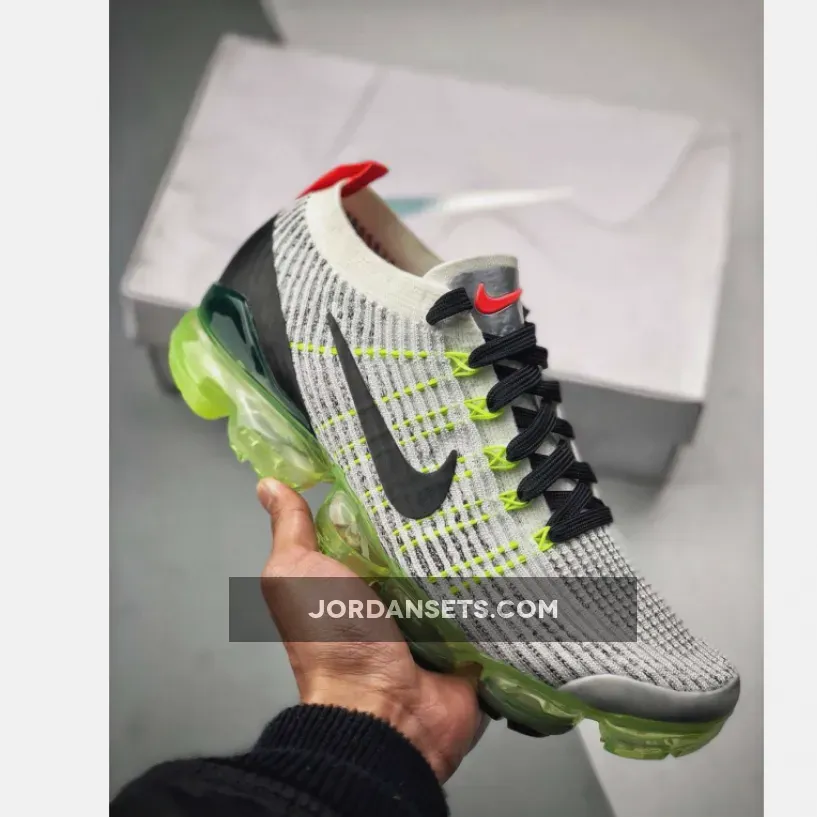 Nike Air VaporMax Flyknit 3.0 White Black Volt Red
