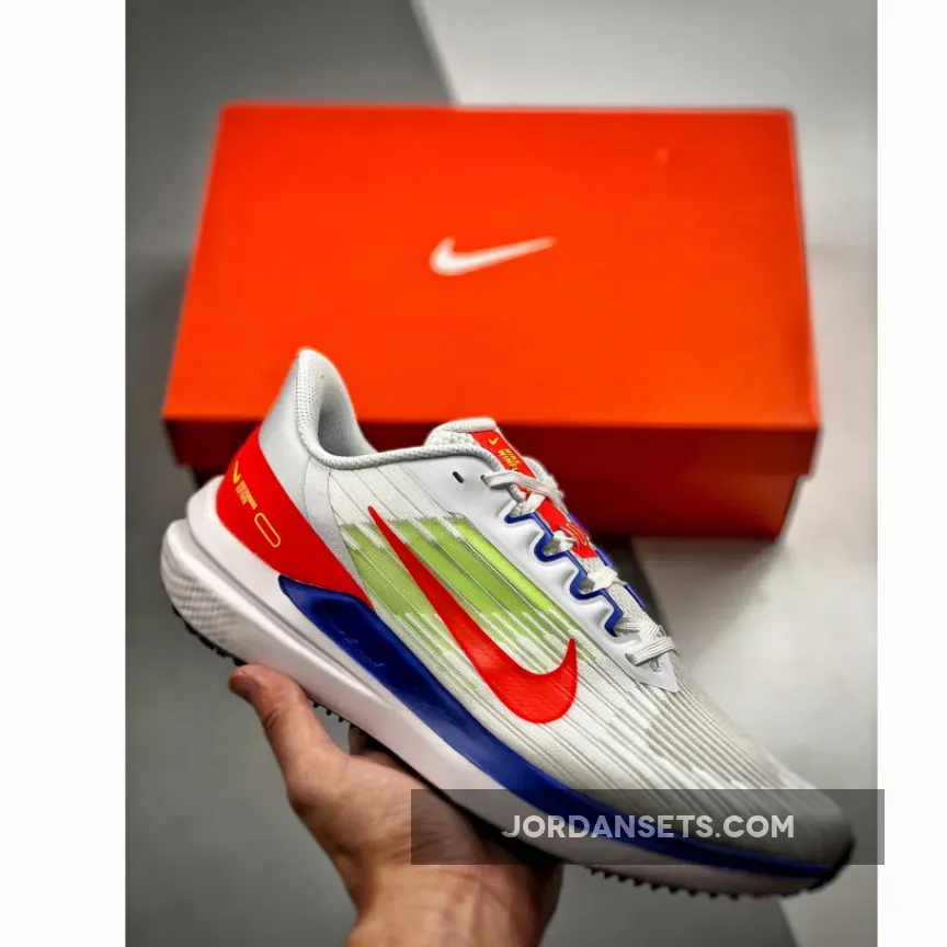 Nike Air Winflo 9 White Bright Crimson Racer Blue Running Shoes