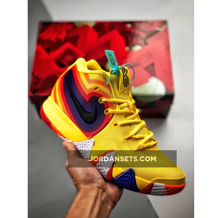 Nike Kyrie 4 ’70s’ Starburst Yellow Orange Purple Red