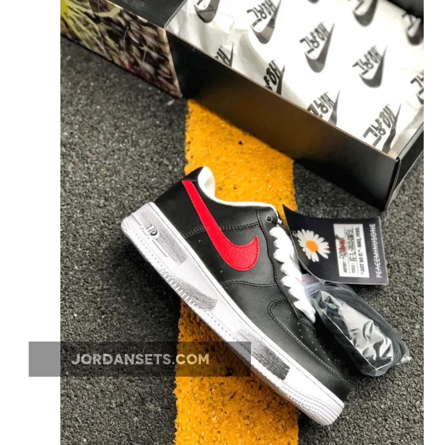 PEACEMINUSONE x Nike Air Force 1 Black/Sport Red-White