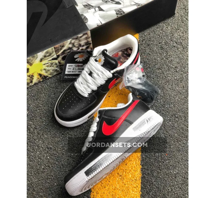 PEACEMINUSONE x Nike Air Force 1 Black/Sport Red-White PEACEMINUSONE x Nike Air Force 1 Black/Sport Red-White