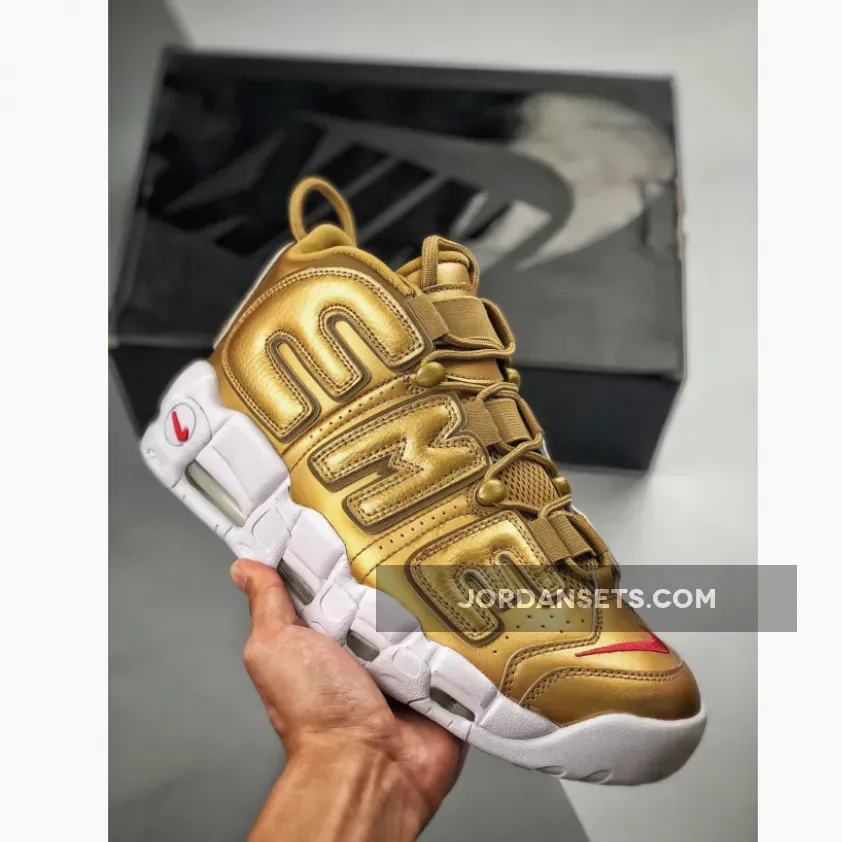 Supreme x Nike Air More Uptempo "Suptempo" Metallic Gold/White