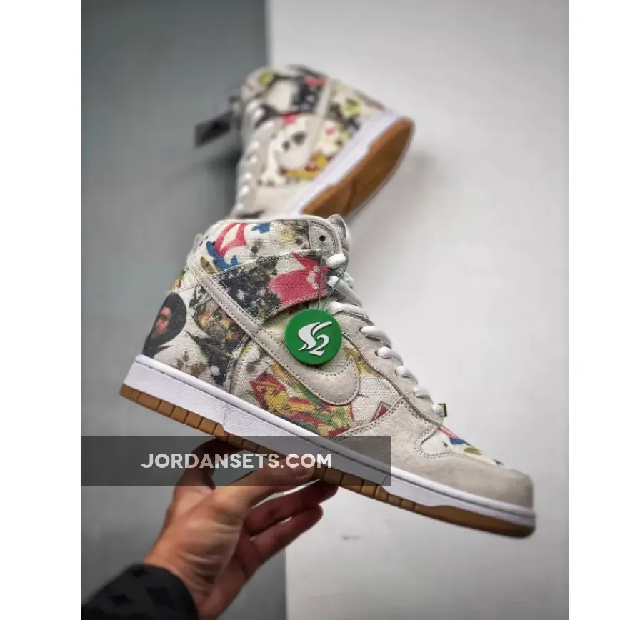 Supreme x Nike SB Dunk High Rammellzee White Multi-Color Supreme x Nike SB Dunk High Rammellzee White Multi-Color